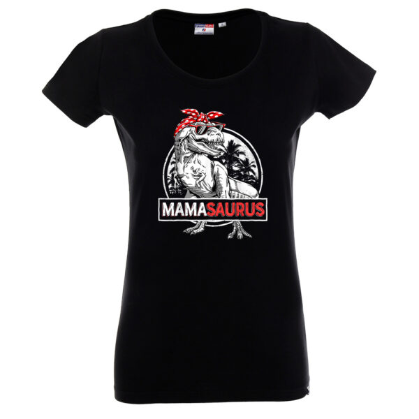 Mamasaurus 02-koszulka damska czarna z nadrukiem