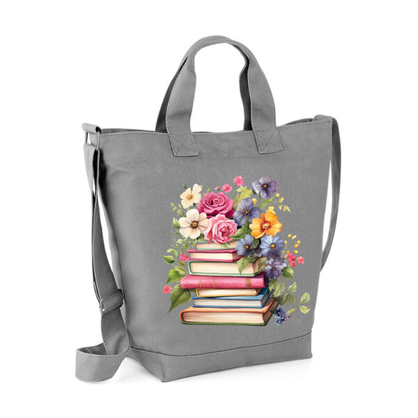 szara torba książkowe kwiaty 33 z piękną kolorowa grafiką